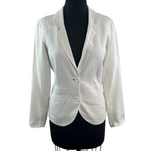 MALVIN White Blazer Linen Notch Lapel Single-Breasted Business Formal Sz S Small
